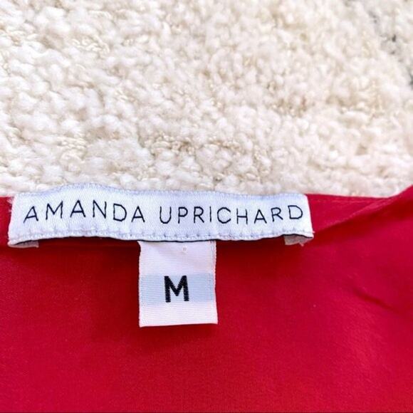 Amanda Uprichard Red Silk Mini Shift Dress V-neck Size M - Picture 3 of 5